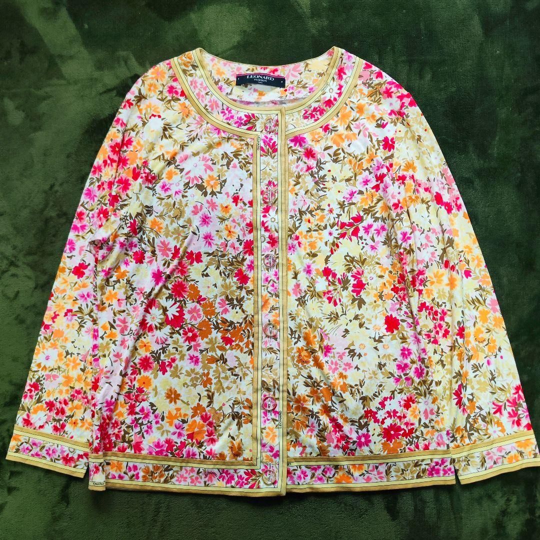 極美品】レオナール アンサンブル カーディガン Tシャツ 2点セット 花