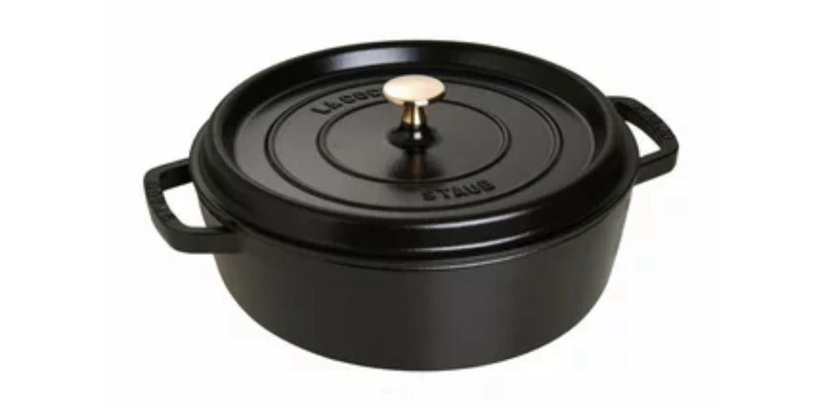 STAUB ストウブ シャロー ココット 26cm ミトン付き ブラック 両手鍋
