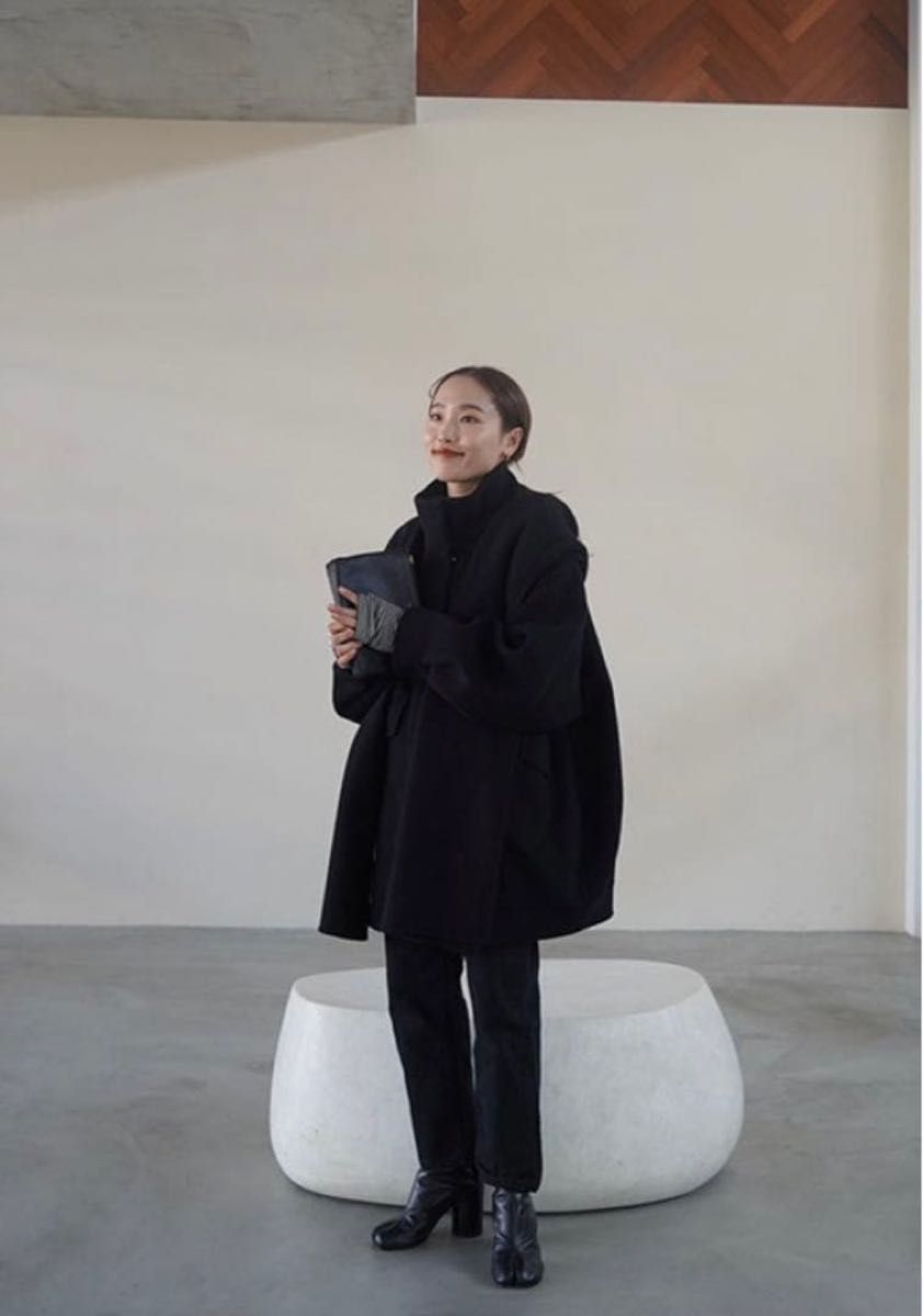 ETRE TOKYO フーディストールリバーショートコート ブラック エトレ