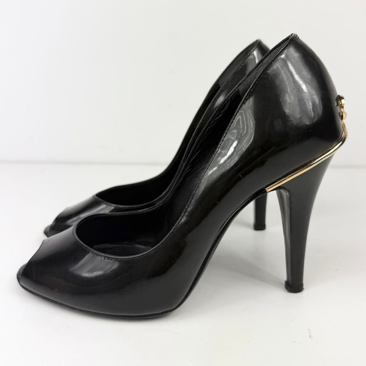 CHANEL オープントゥ エナメル パンプス シャネル ココマーク｜Yahoo