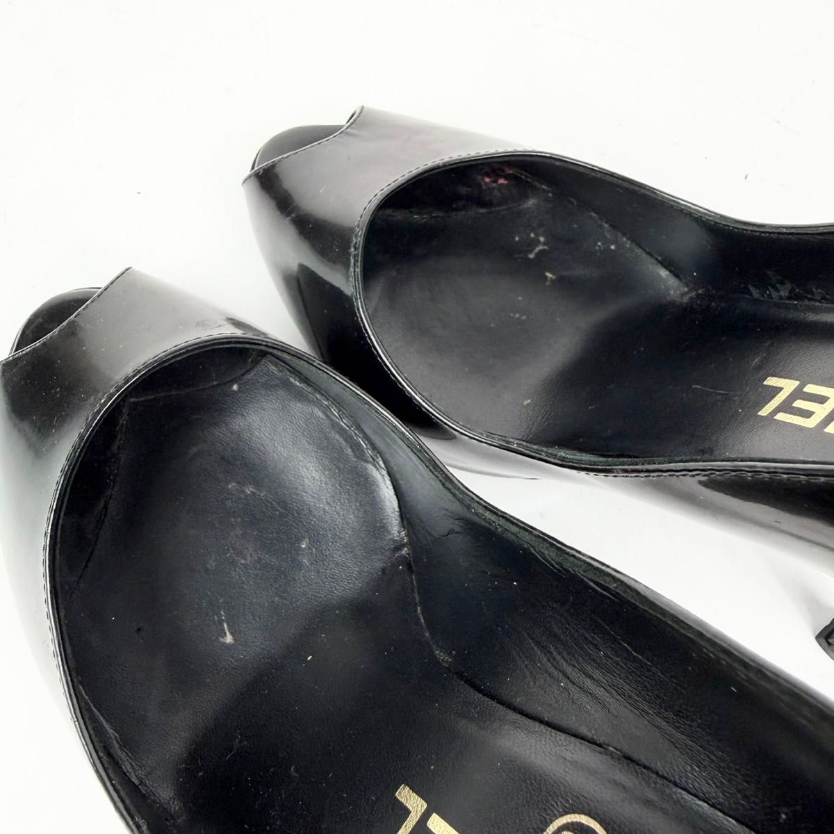 CHANEL オープントゥ エナメル パンプス シャネル ココマーク｜Yahoo