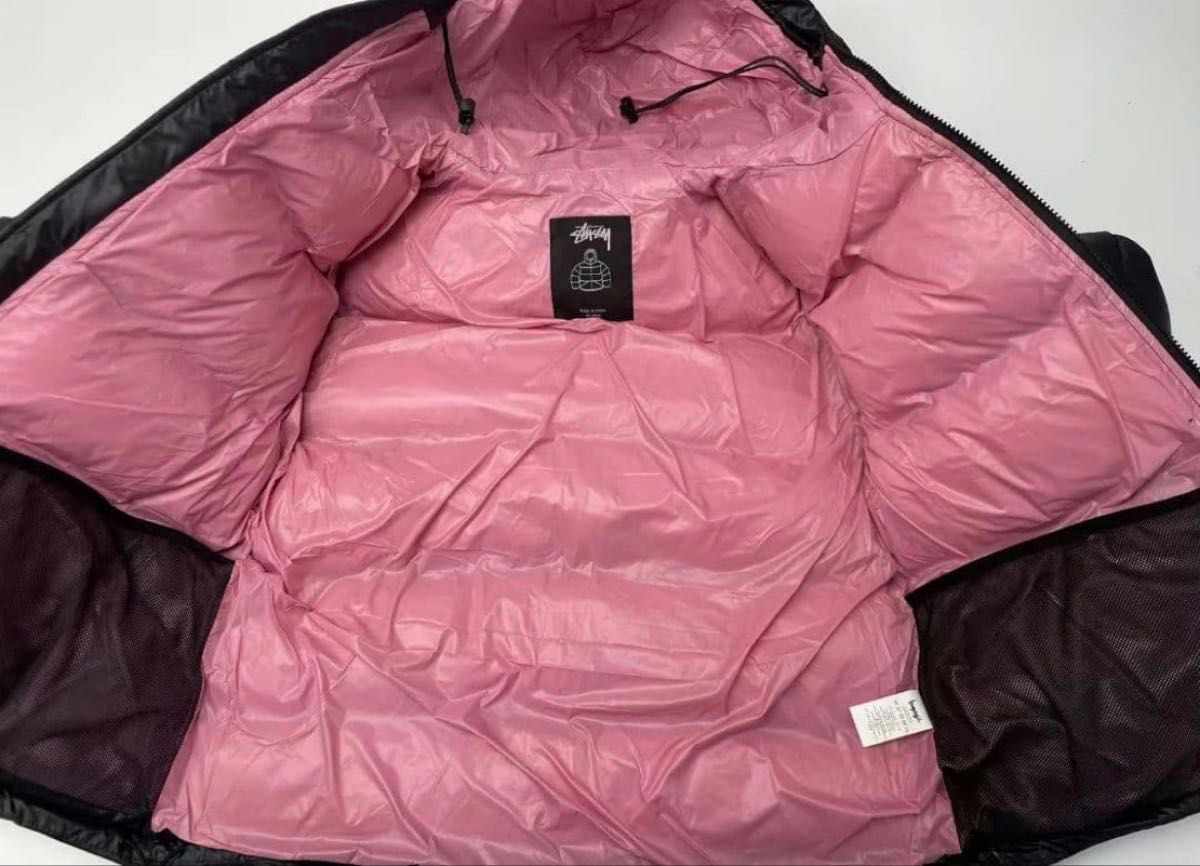 stussy ステューシー ダウンジャケット ブラック ピンク XLサイズ 試着