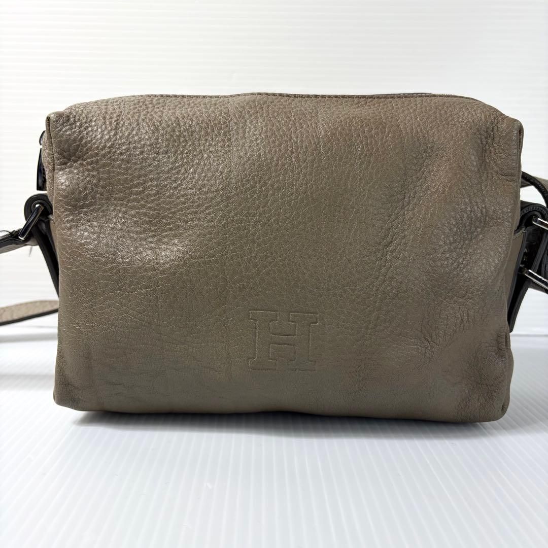 ヒロフ ヴィータ ショルダーバッグ Hロゴ レザー グレージュ 斜め掛け
