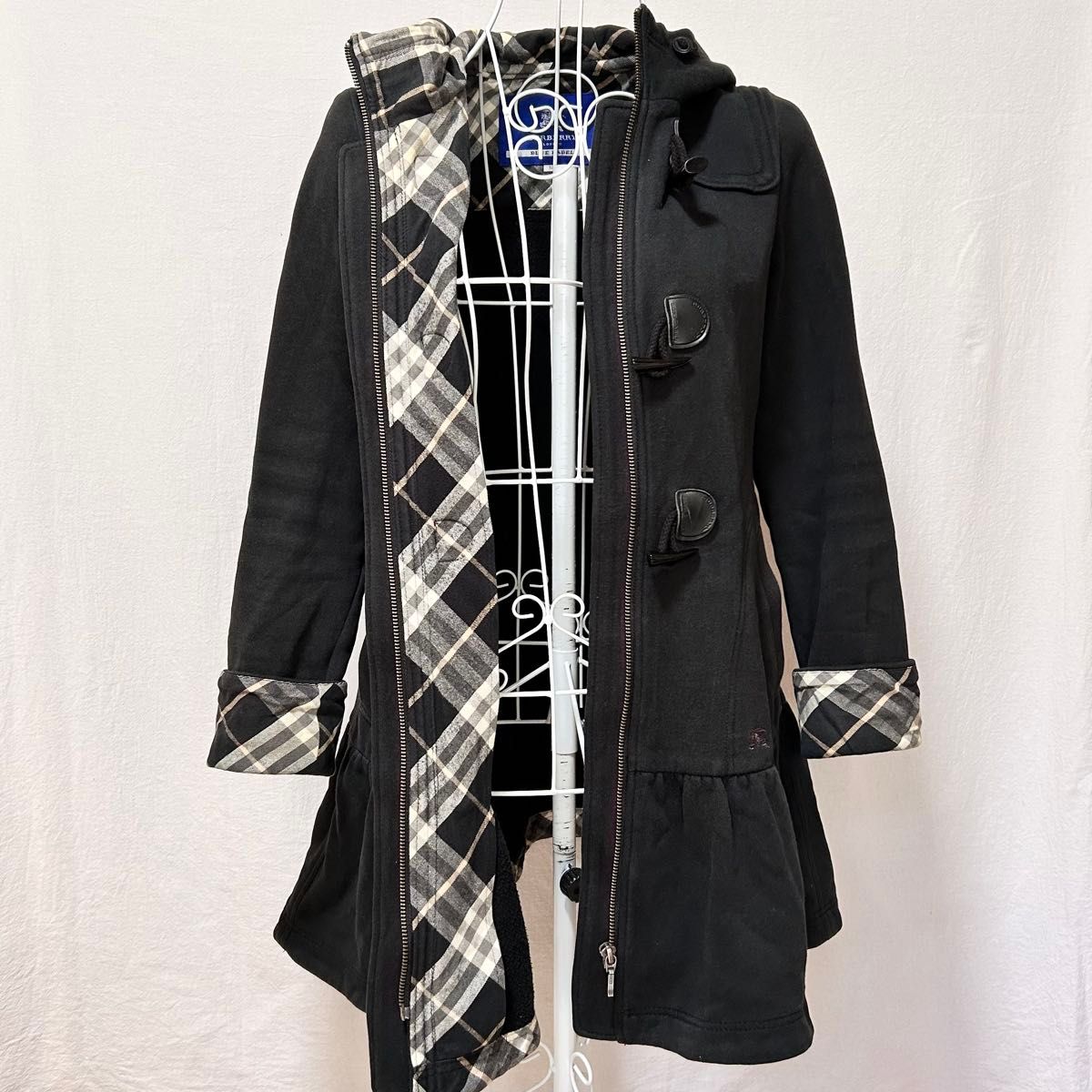美品 バーバリー ブルーレーベル ダッフルコート フロントジッパー