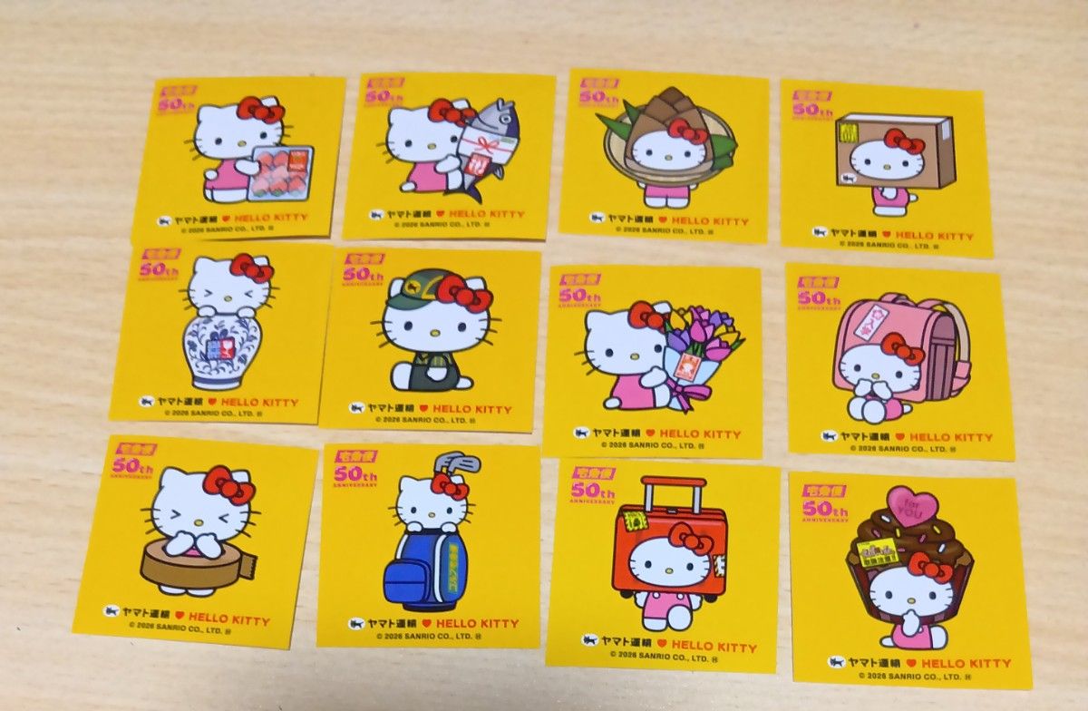 ヤマト運輸 宅急便50周年 ハローキティ コラボ ステッカー12種類