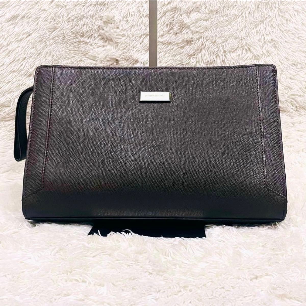 美品 バーバリー クラッチバッグ セカンドバッグ サフィアーノレザー
