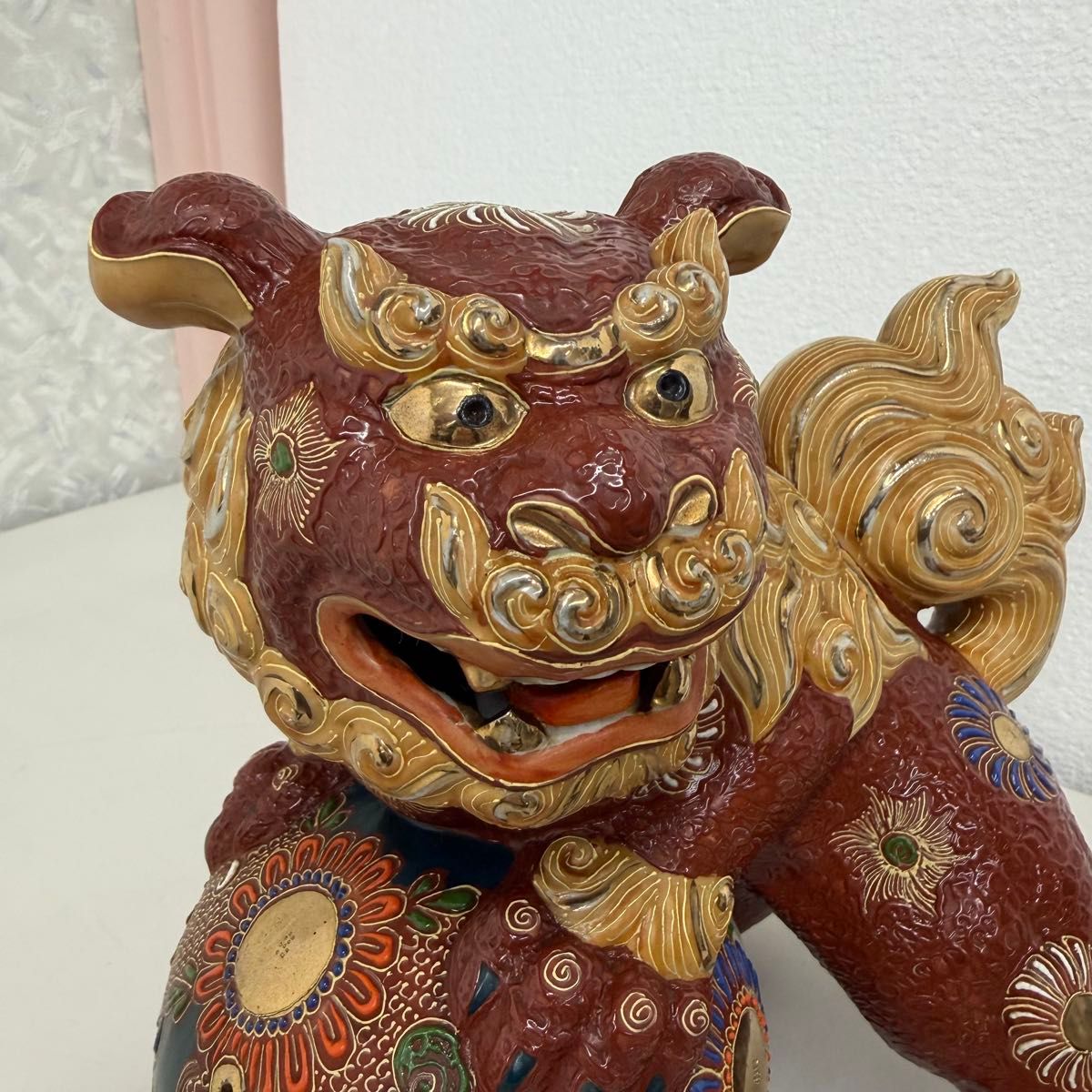 九谷焼 玉乗り獅子 置物 縁起物 シーサー 陶器 魔除け インテリア 獅子