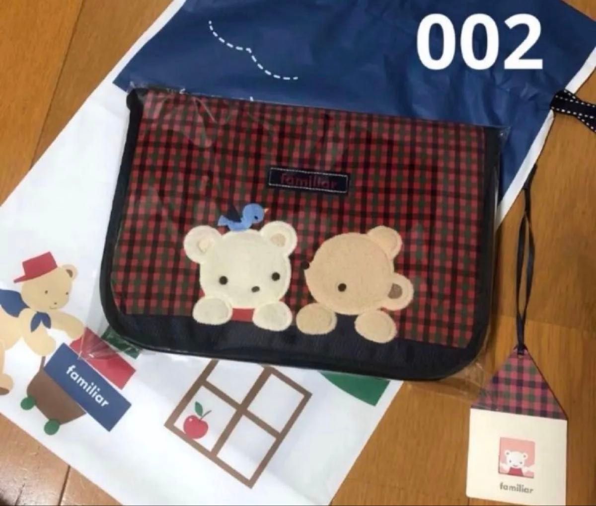 新品 002 ファミリア 母子手帳ケース 赤チェック ポーチ｜Yahoo!フリマ