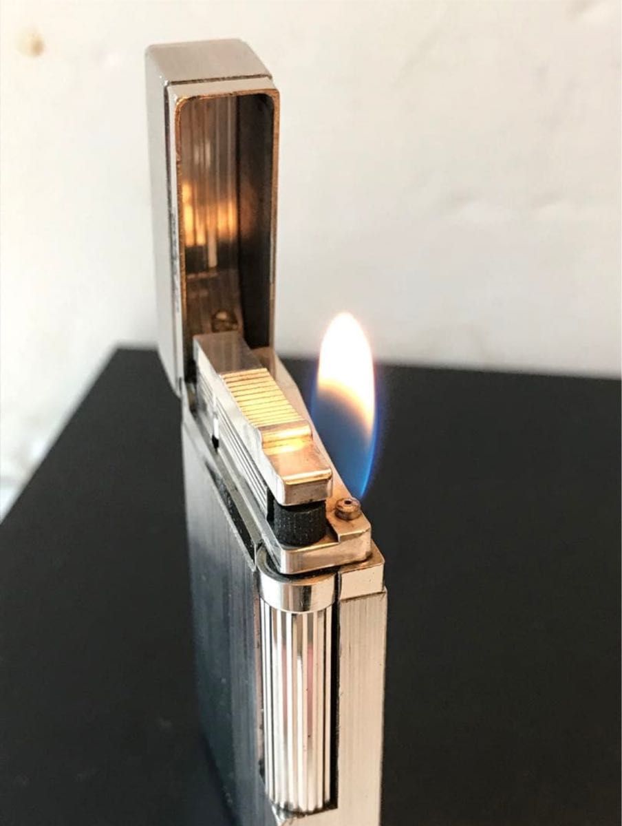 開閉音 快音キーーン デュポン ガスライター ヘアライン シルバー