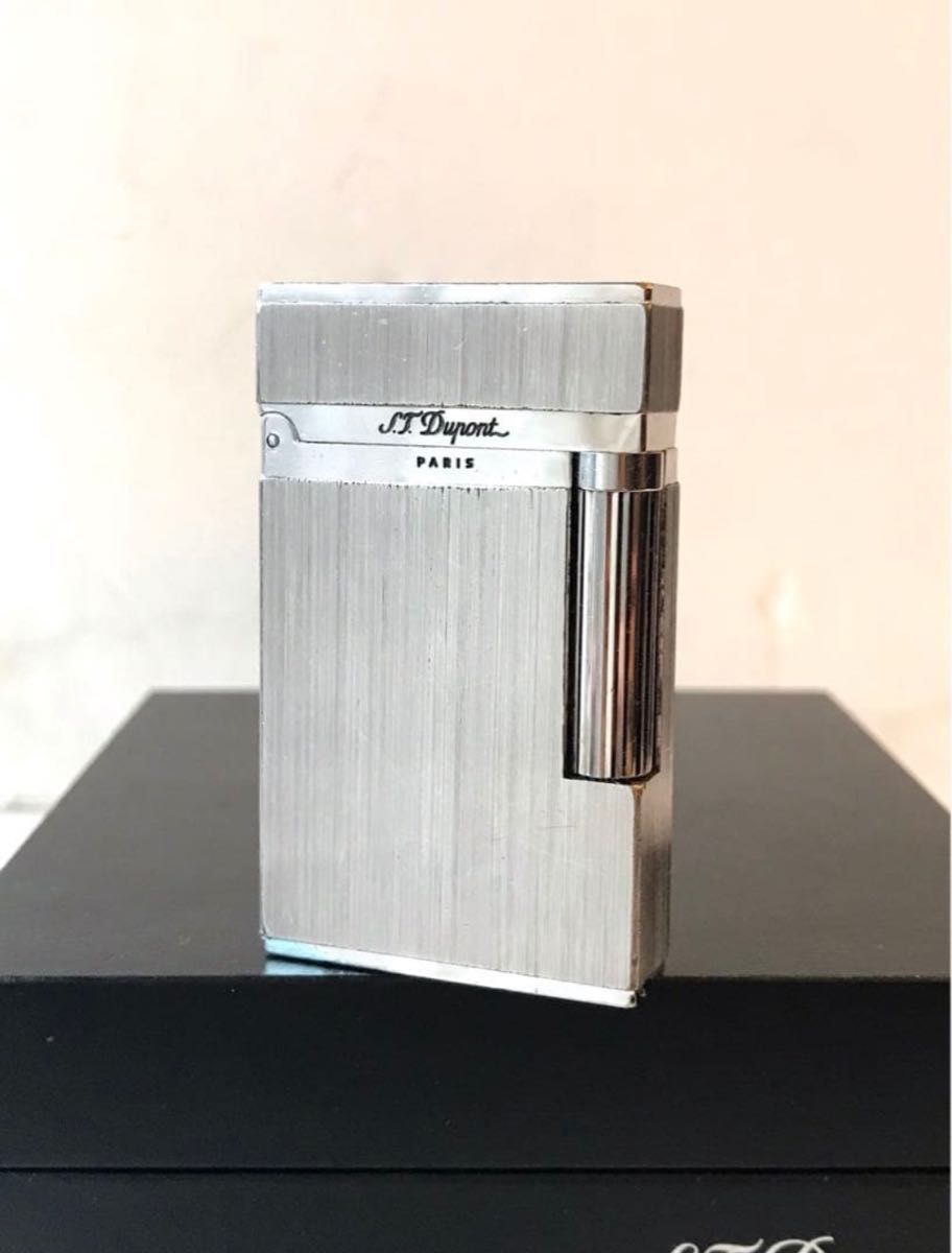 開閉音 快音キーーン デュポン ガスライター ヘアライン シルバー