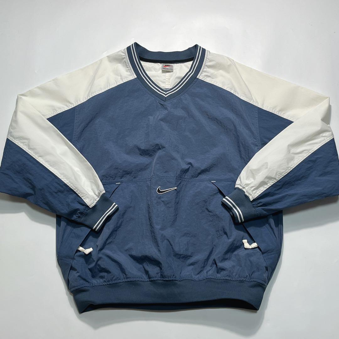 90's NIKE ナイキ 白タグ ナイロンプルオーバー ピステ XL ブルー