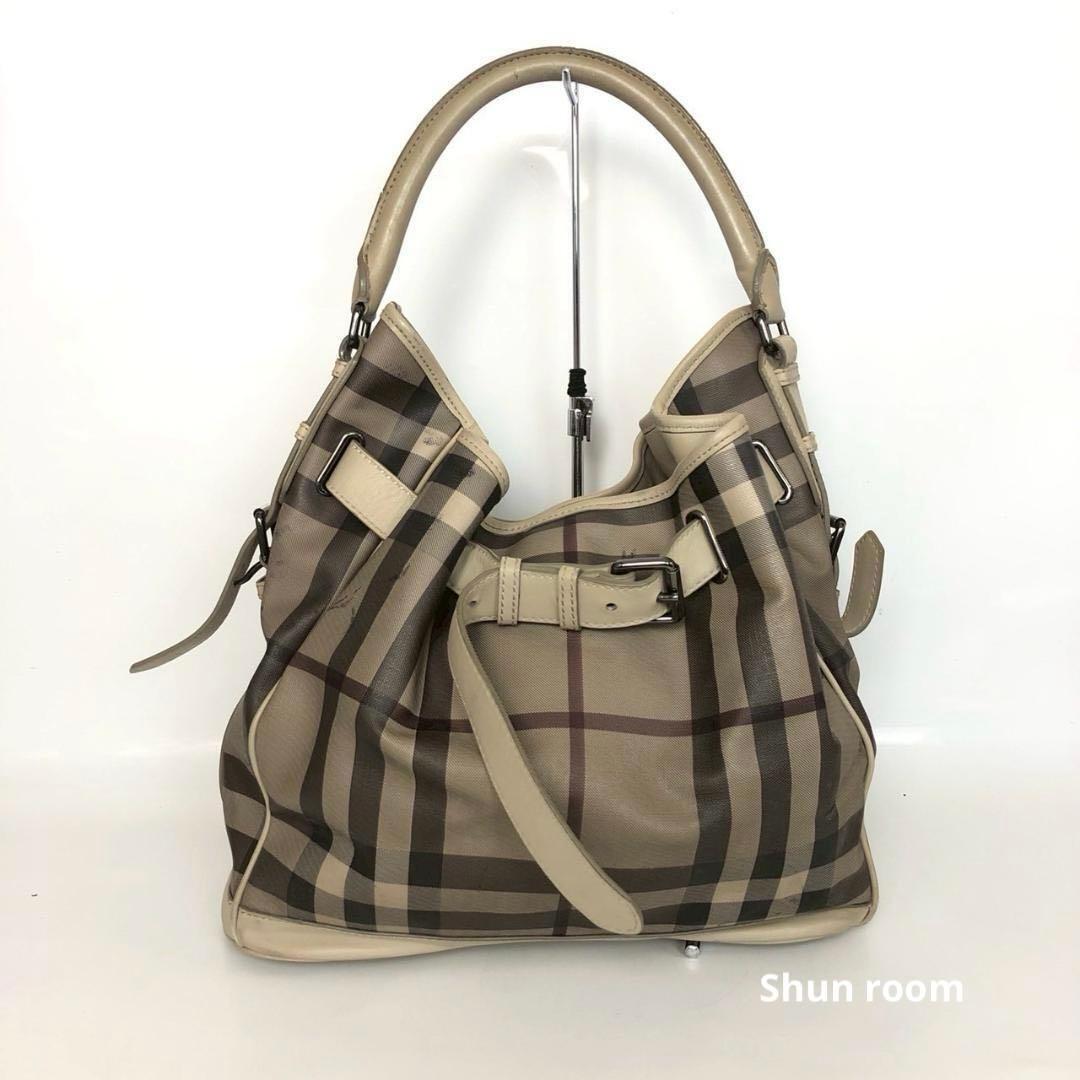 BURBERRY バーバリー ノバチェック ハンドバッグ ベージュ キャンバス