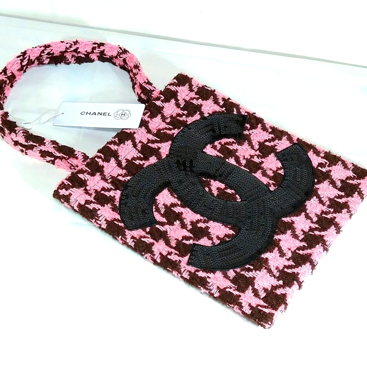 CHANEL 千鳥格子模様 ツイード スパンコール トートバッグ 非売品
