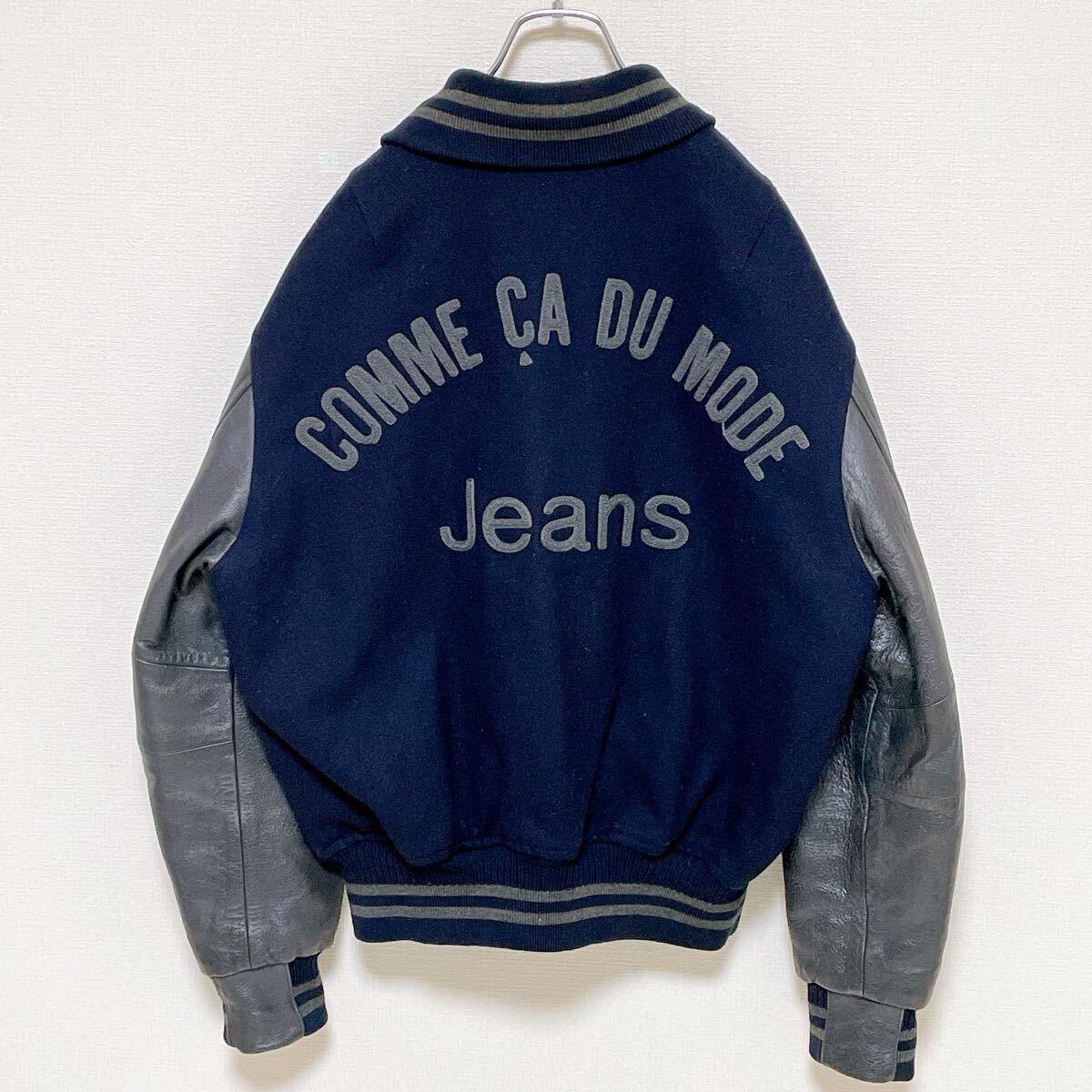 90S【COMME CA DU MODE】 コムサデモード スタジャン 袖レザー｜Yahoo