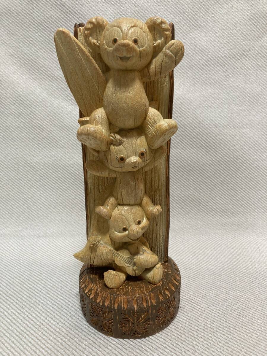 新品 ハワイ ディズニー アウラニ限定 ダッフィーフレンズ 木彫り