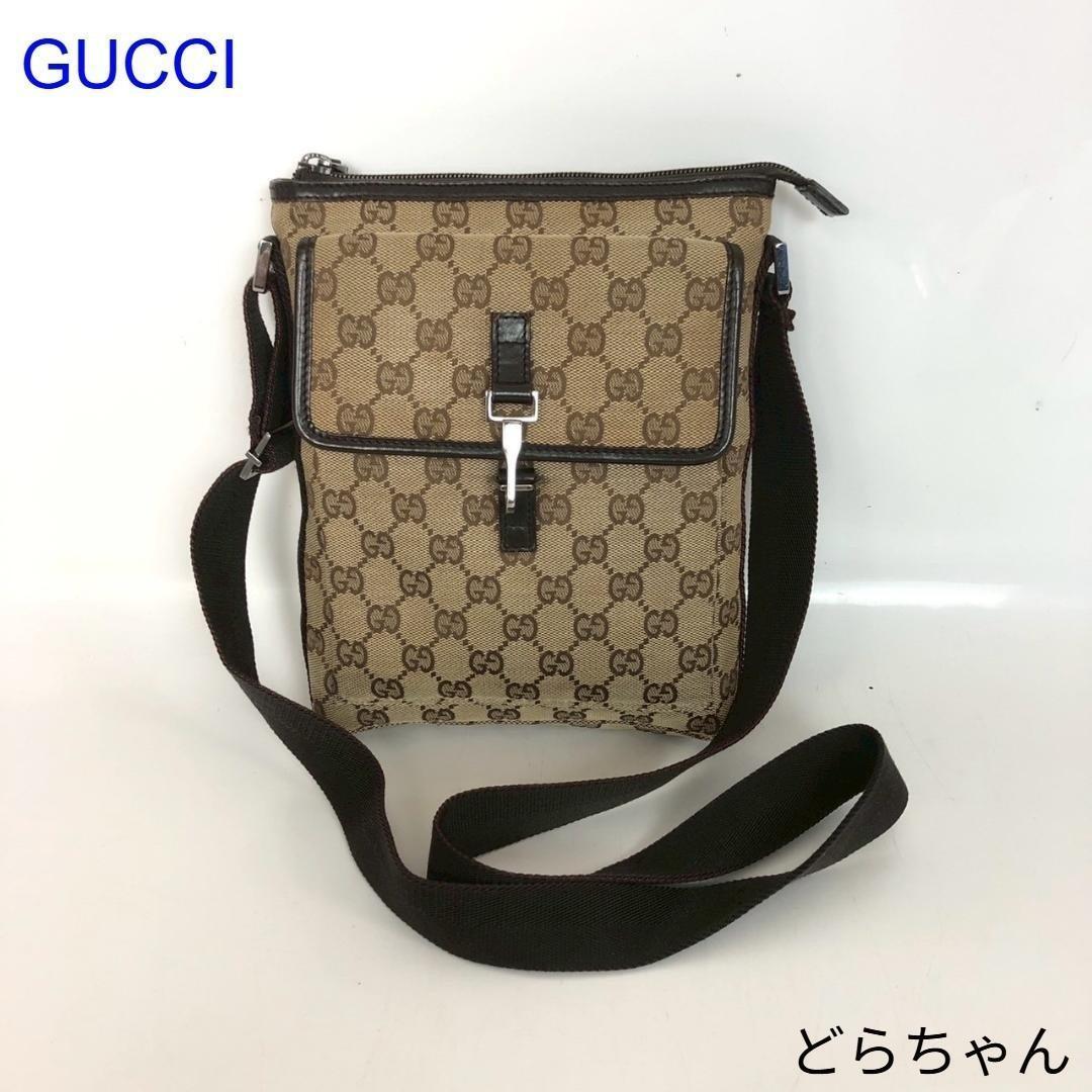 GUCCI グッチ ショルダーバッグ 斜め掛け GGキャンバス レザー