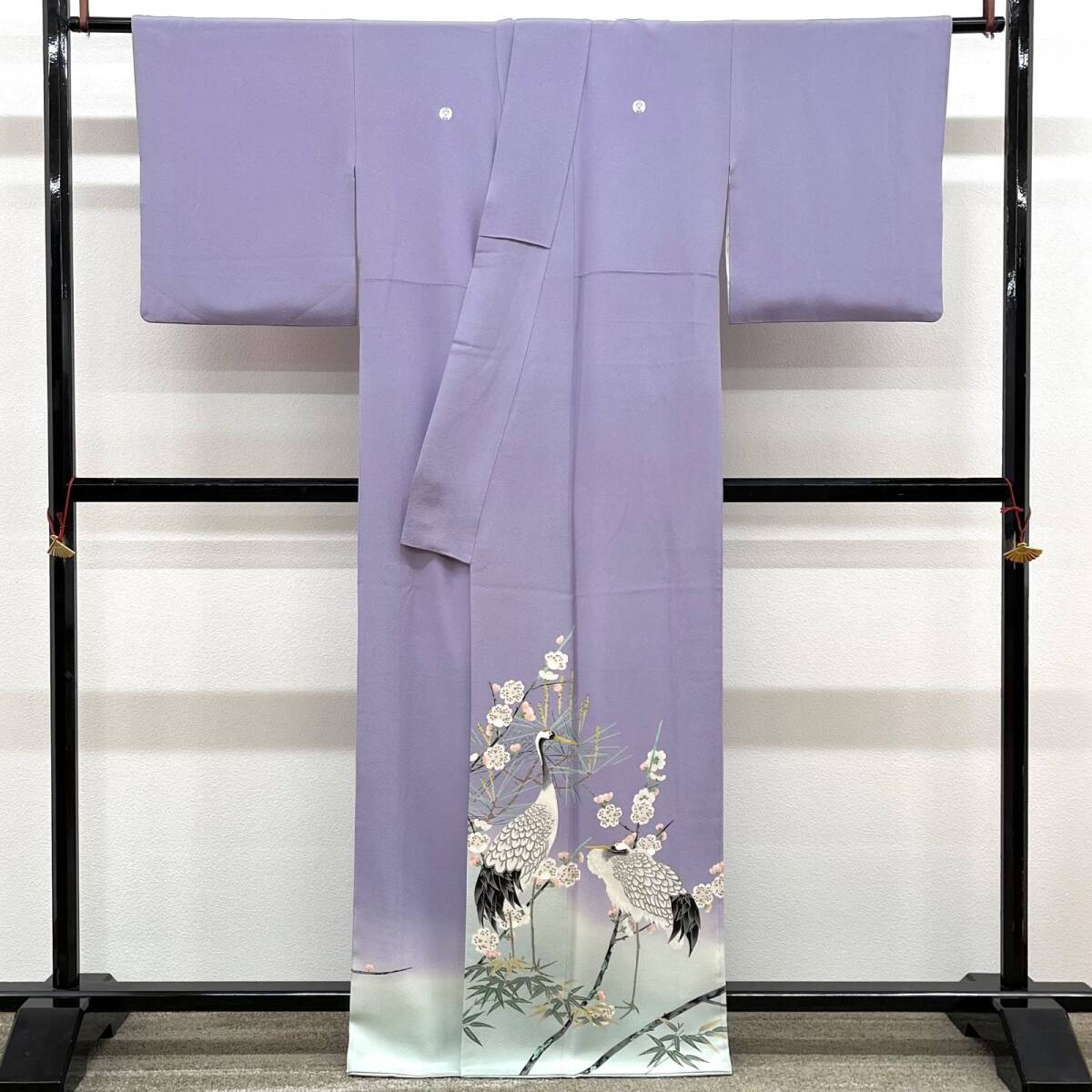 柿本一郎 本加賀友禅 色留袖 松竹梅 鶴 五つ紋 正絹 比翼仕立て A034