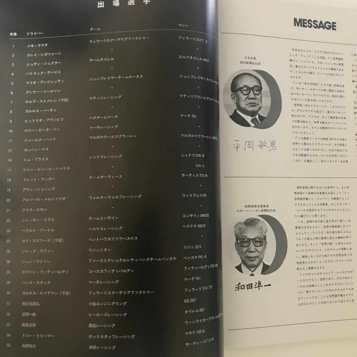 F1 日本GP 公式プログラム 1976 F1世界選手権インジャパン 富士