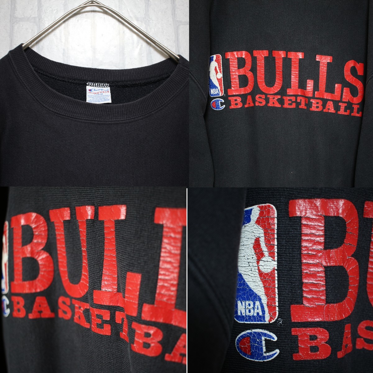 90s USA チャンピオン リバースウィーブ シカゴブルズ NBA ブラック