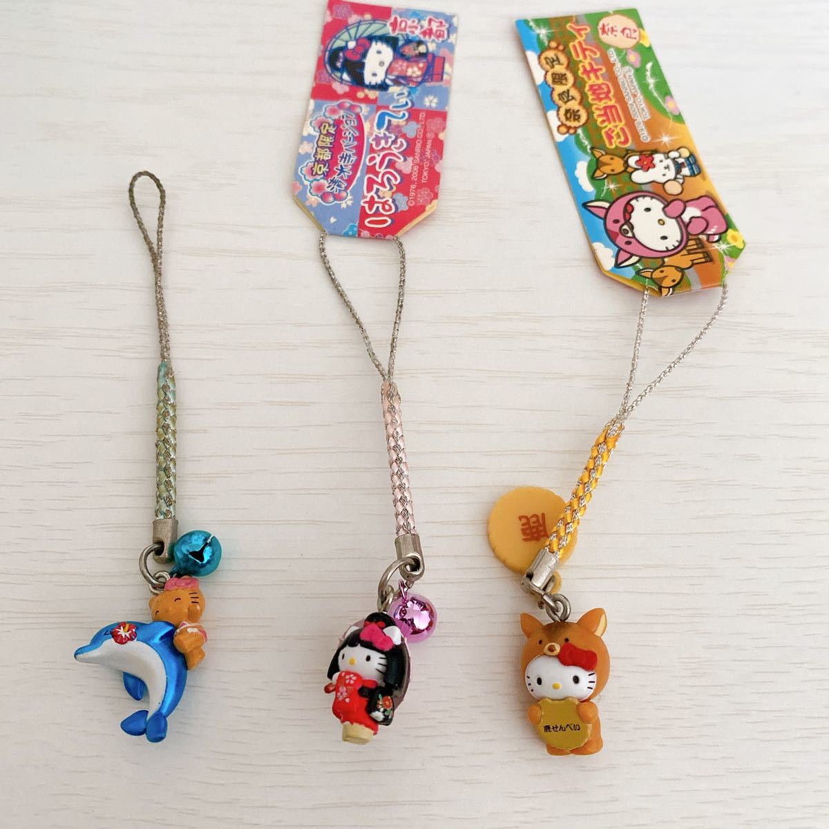 サンリオ ハローキティ ご当地キティ ストラップ 3点 奈良 鹿せんべい