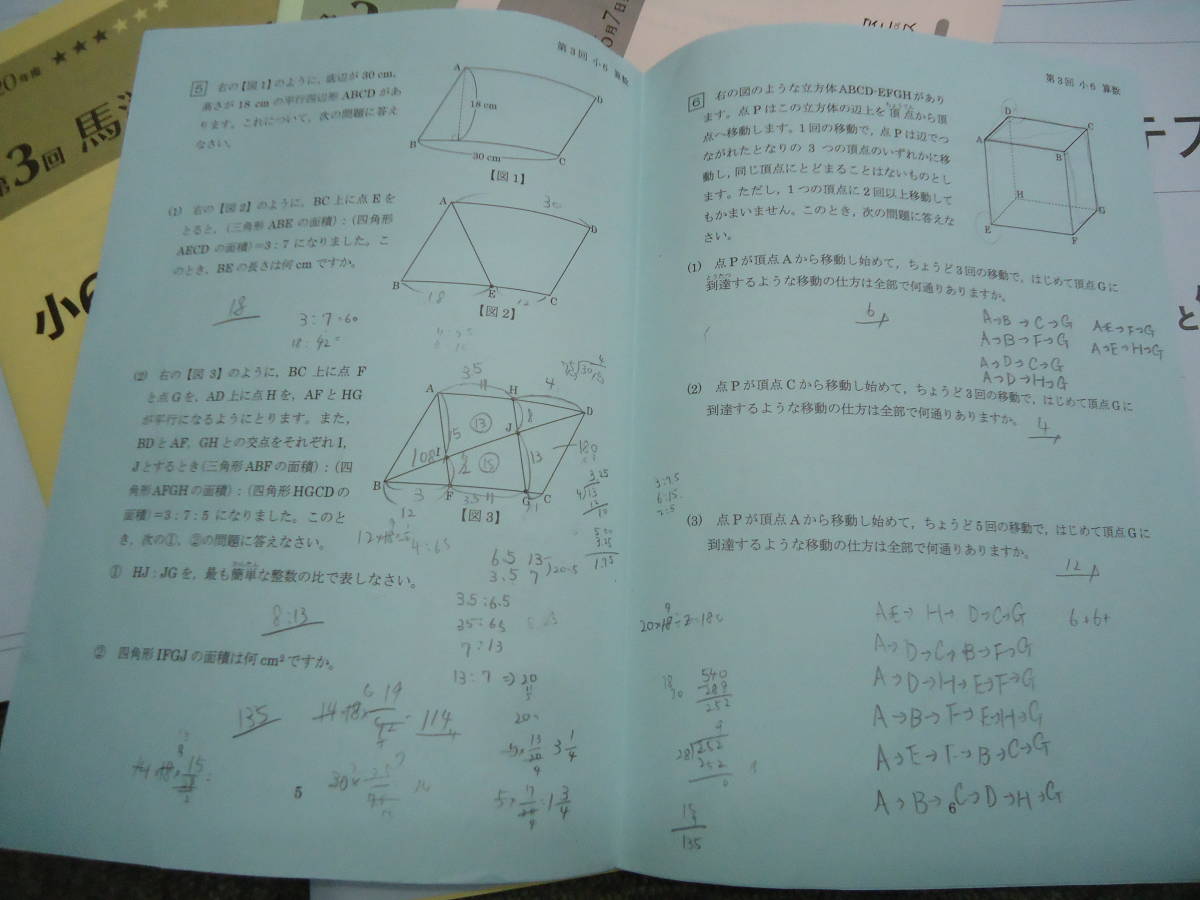 馬渕教室 小6 6年 馬渕公開模試 6回 /到達テスト2回/比較テスト 国算理