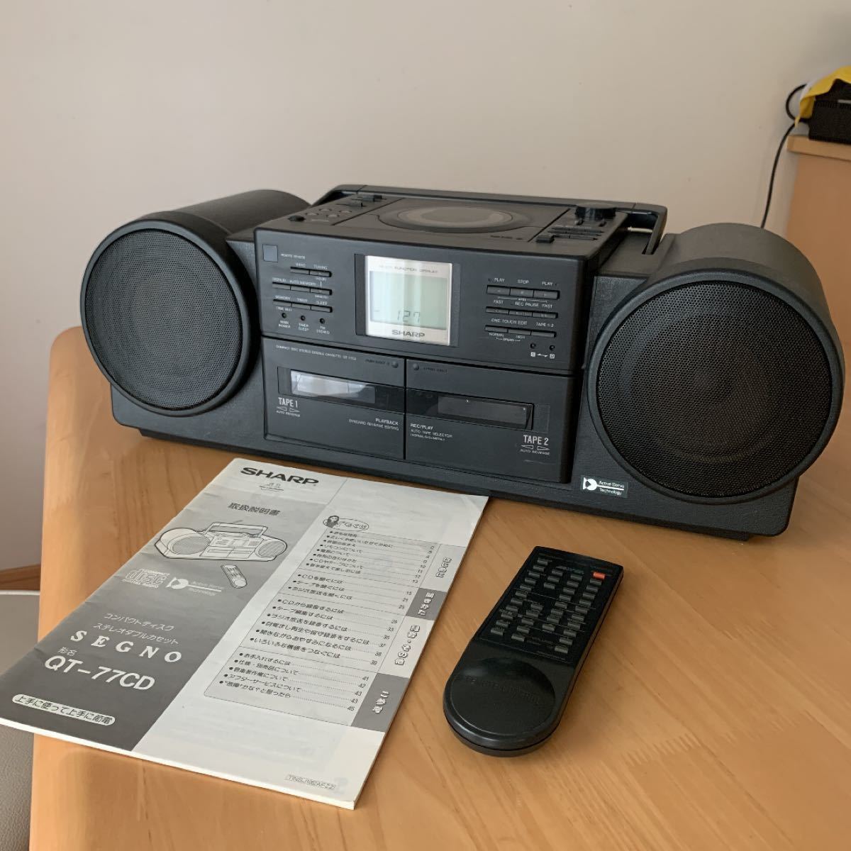 SHARP SEGNO QT-77CD CDラジカセ ダブルカセット シャープ リモコン