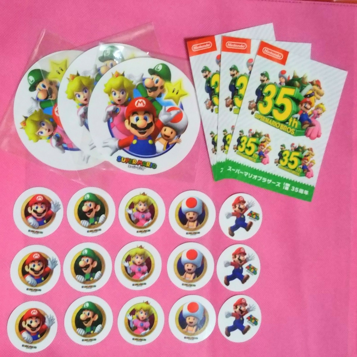 非売品》任天堂『スーパーマリオブラザーズ』35周年ステッカー(7枚組3