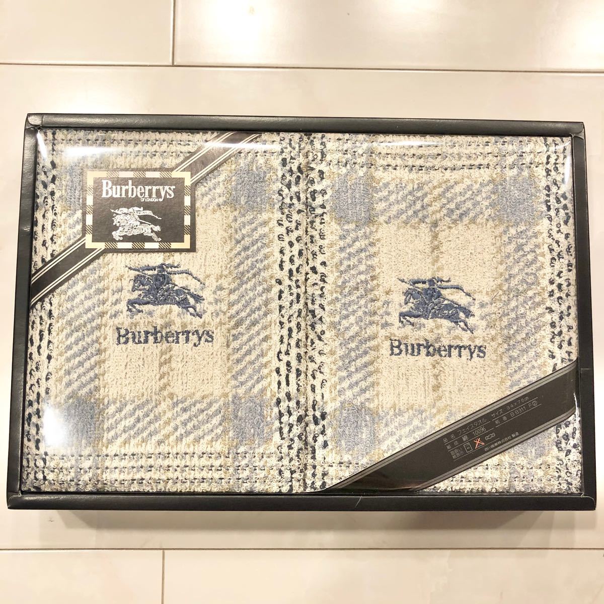 新品未使用未開封 バーバリー フェイスタオル 綿100％ 2枚 セット 箱