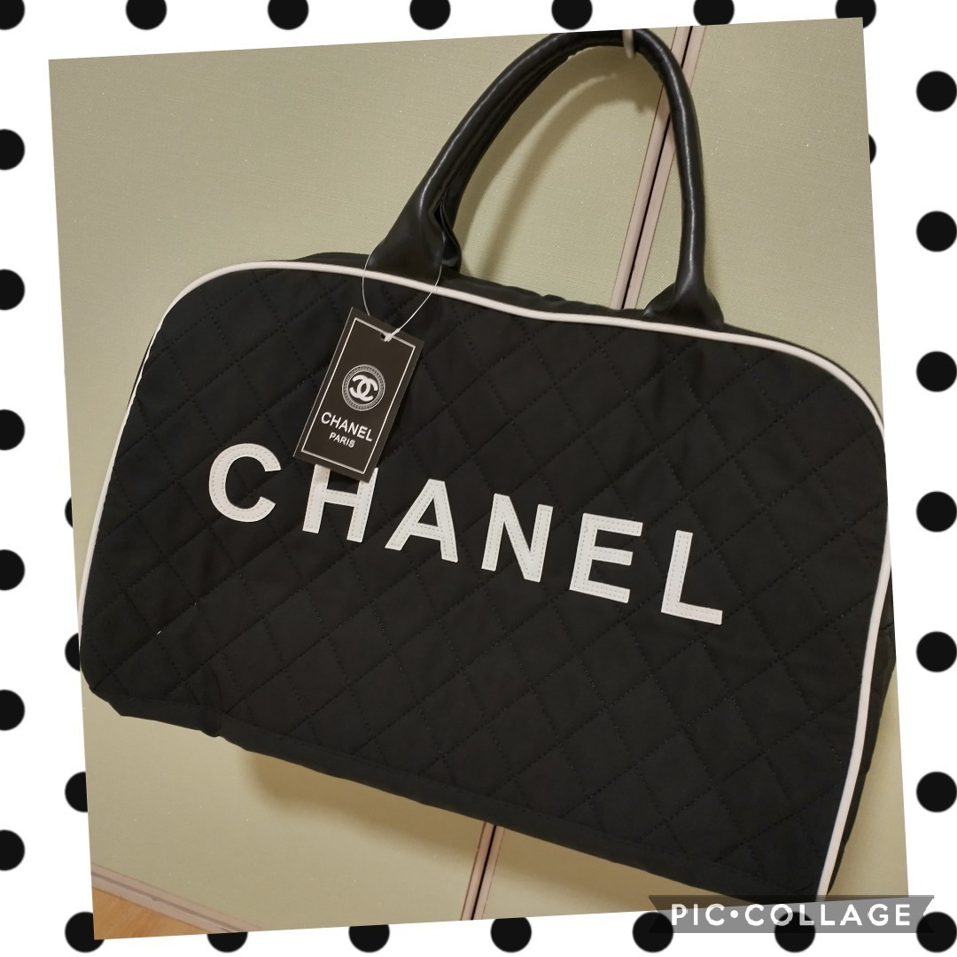 シャネル CHANELノベルティ キルティング ボストンバッグ 黒 ブラック