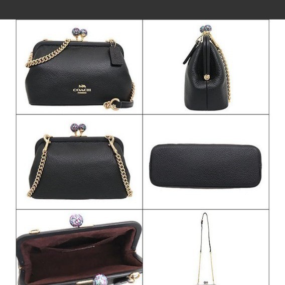 COACH コーチ ペブルレザー ノラ キスロック がま口 クロスボディ 2way