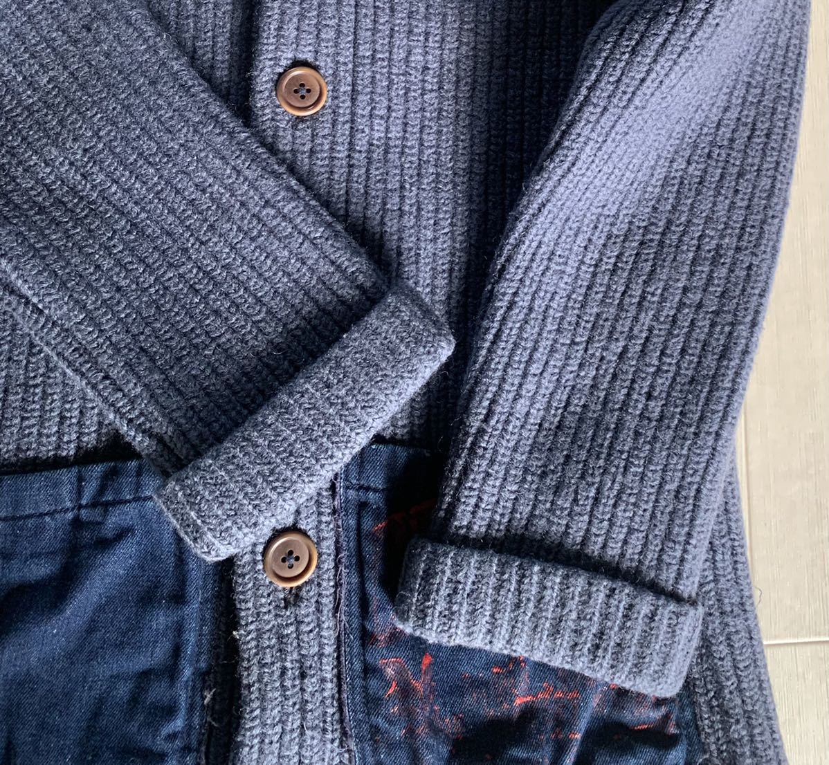 BLUE BLUE 圧縮ニットジャケット【3】ネイビー ブルーブルー(検