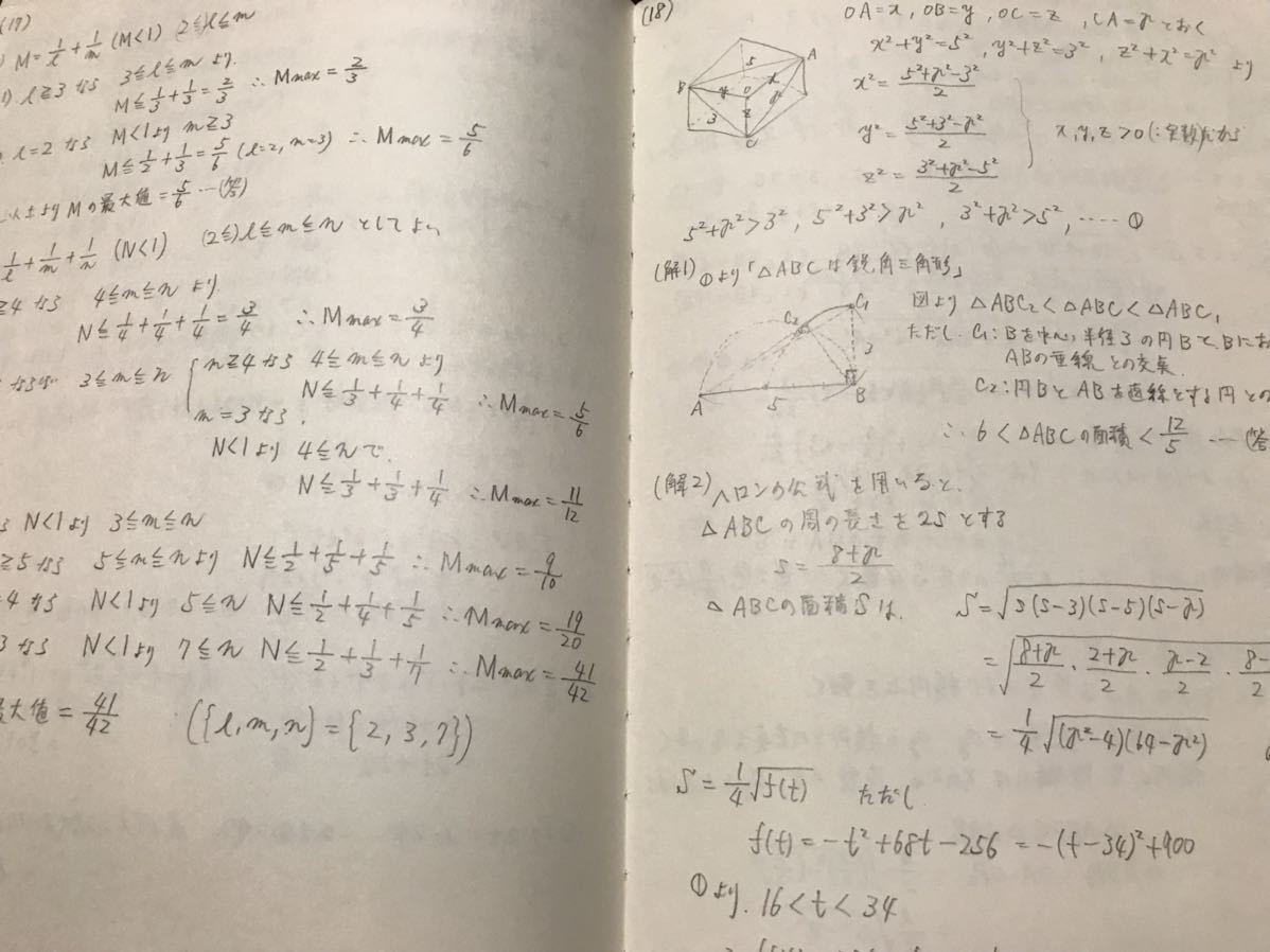 昭和の駿台予備校テキスト 東大受験生対象 数学 文系Aコース 手書き