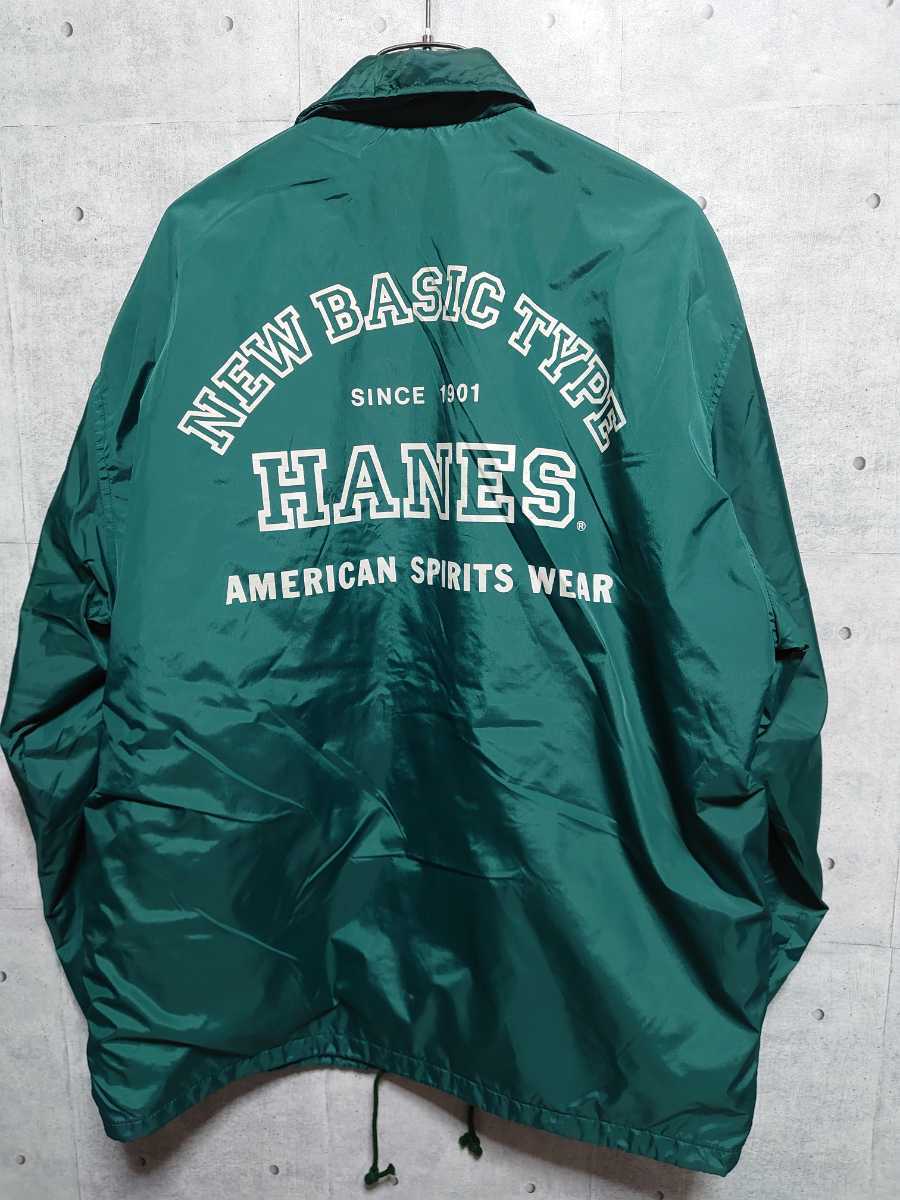 90s 古着 hanes ヘインズ コーチジャケット ナイロンジャケット 緑