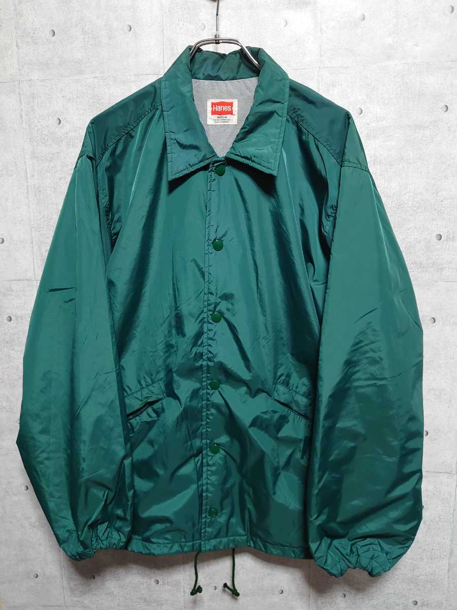 90s 古着 hanes ヘインズ コーチジャケット ナイロンジャケット 緑