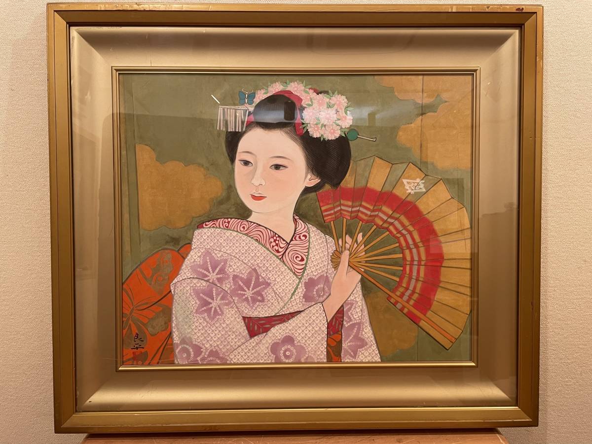 Yahoo!オークション - 三輪良平『舞妓』日本画12号大 共シール有り 真