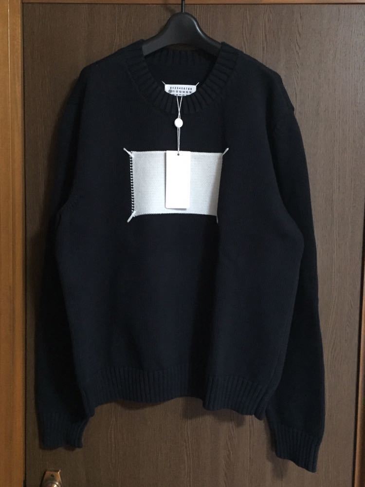黒L新品 メゾンマルジェラ Memory of Label 4ステッチ ニット セーター
