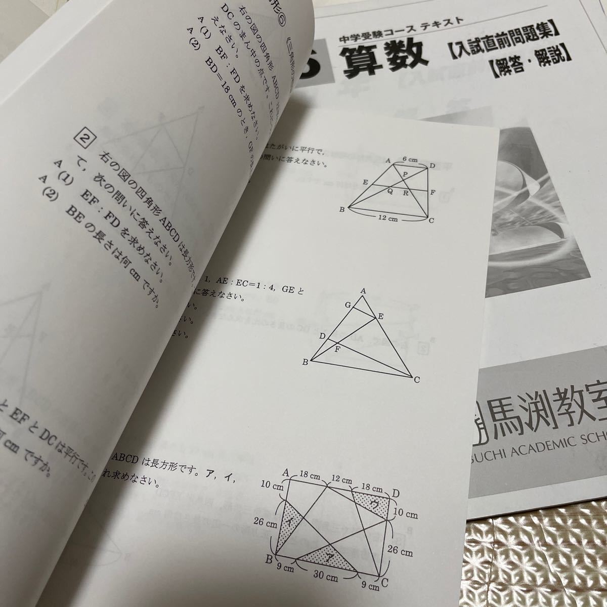 馬渕教室 中学受験 入試直前テキスト 6年生 理科 社会 算数問題集 計算