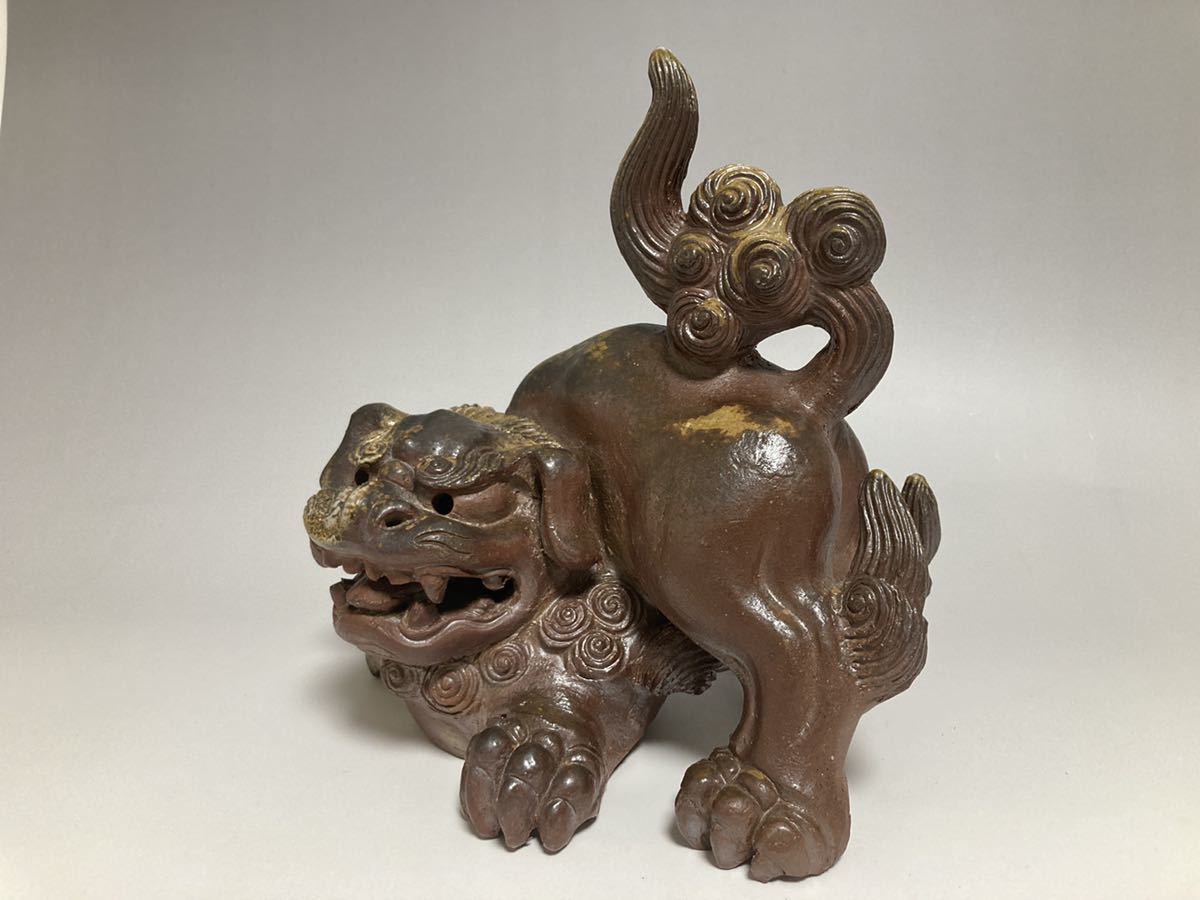 藤原陶臣 備前焼 牡丹獅子 置物 工芸品 厄除け 魔除け インテリア
