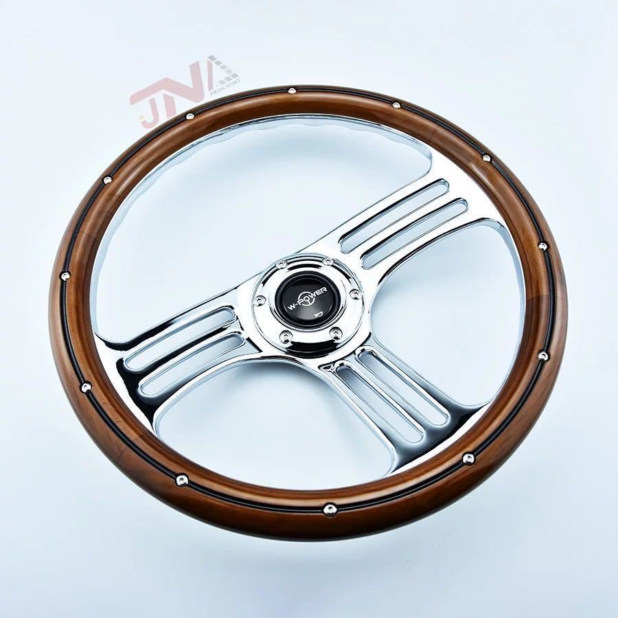 w-Power ウッドステアリング クロームステアリング 木目usdm jdm 旧車