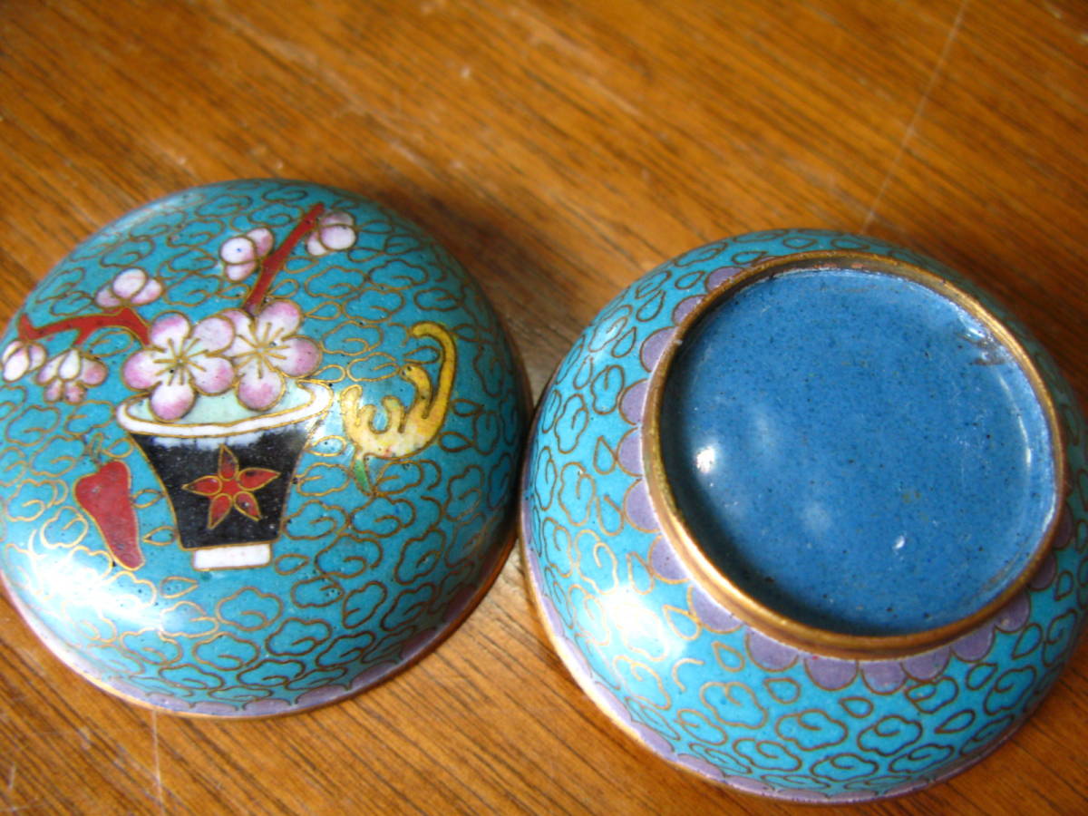 Yahoo!オークション - 中国七宝焼き 景泰藍 香合 真鍮 北京 直径 約5.2
