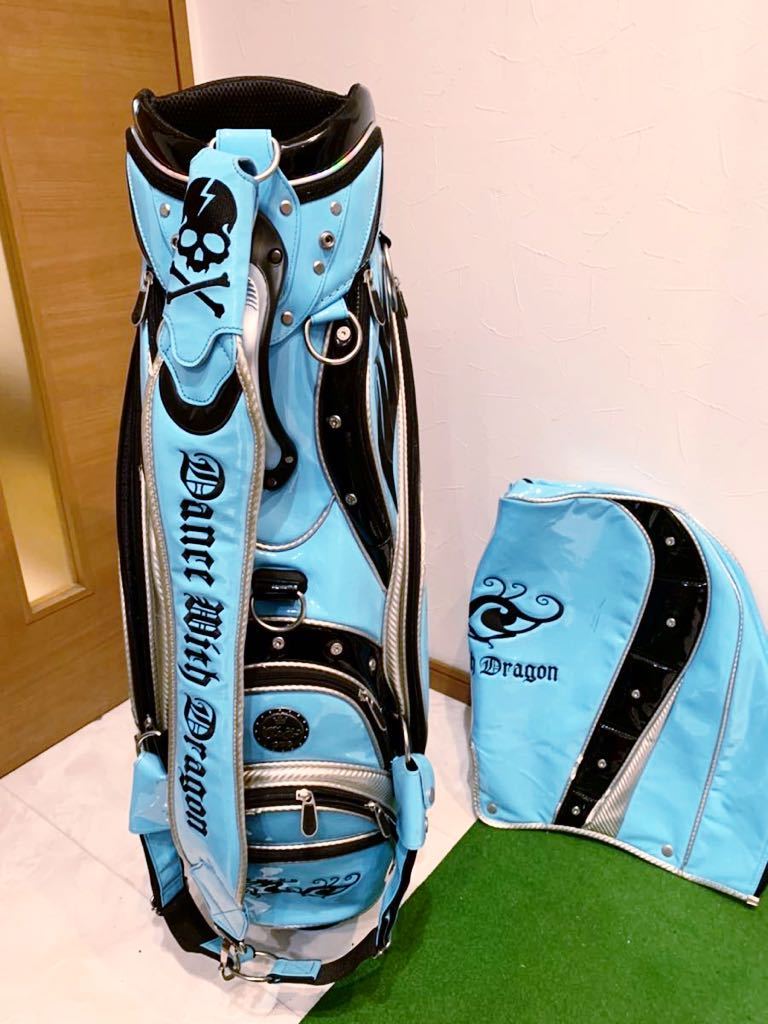 送料無料 希少 ダンスウィズドラゴン キャディバッグ 3点式 エナメル