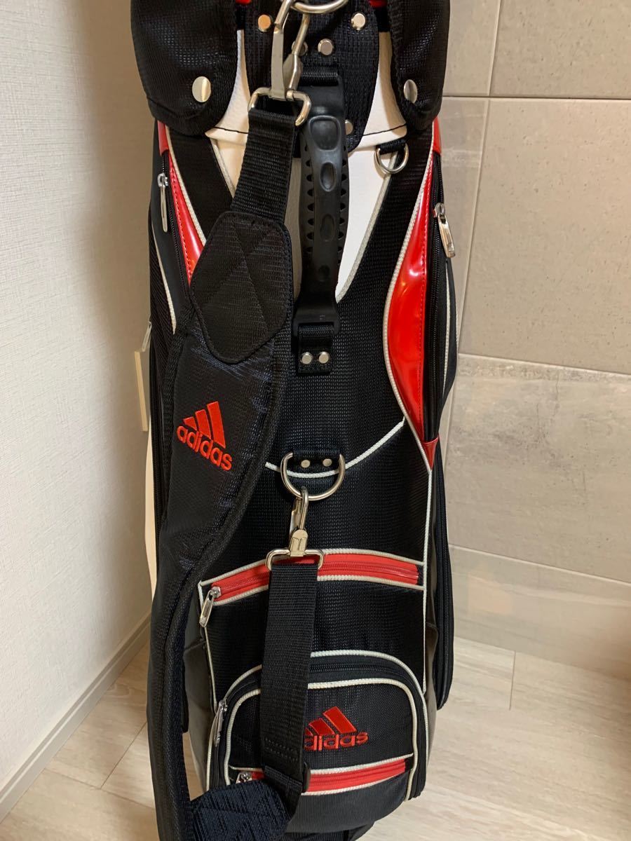 adidas アディダス キャディバッグ ホワイト レッド ブラック