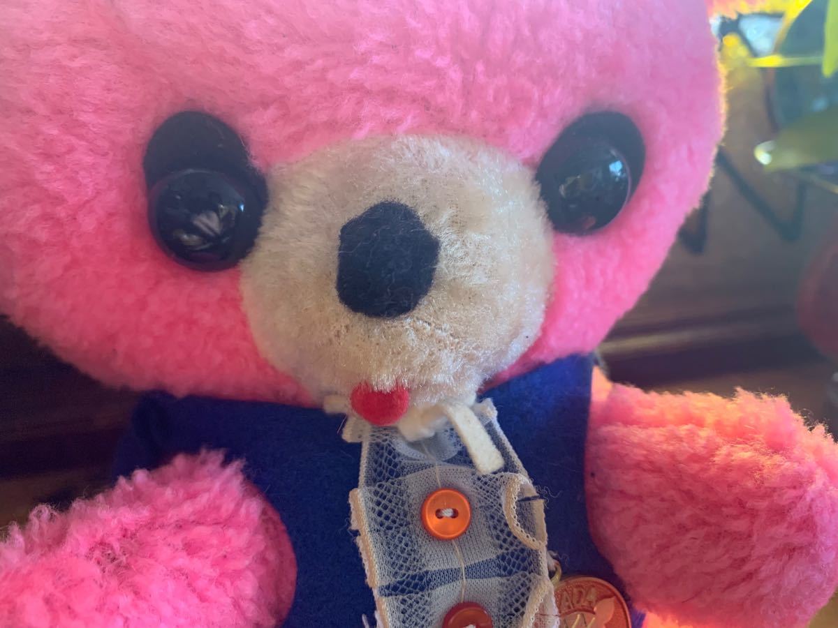 昭和レトロ ベア クマ ピンク レトロポップ ぬいぐるみ 人形 舌出し