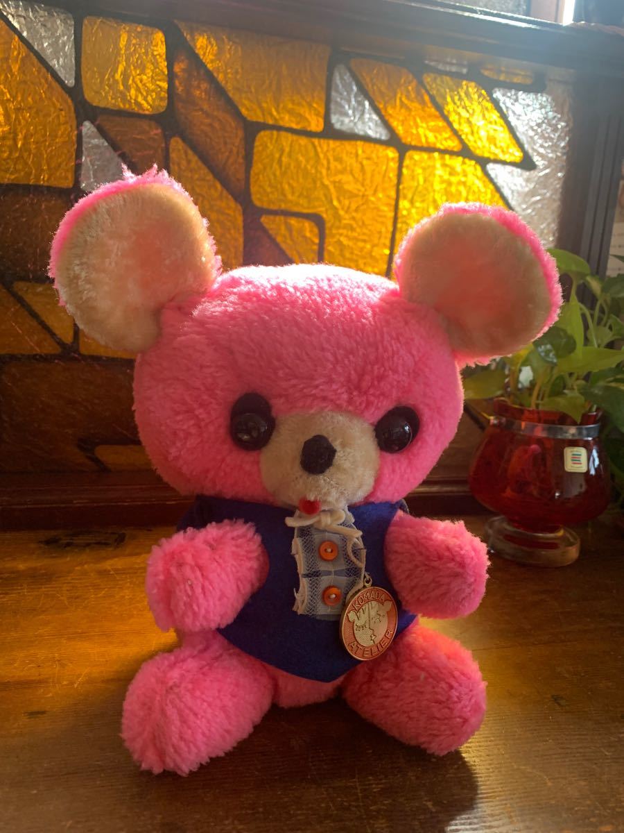 昭和レトロ ベア クマ ピンク レトロポップ ぬいぐるみ 人形 舌出し