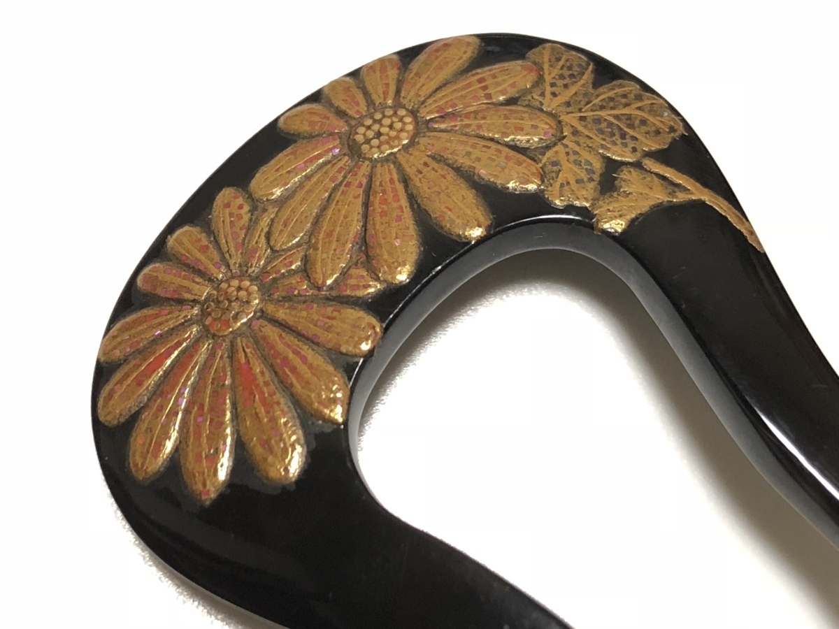 アンティーク・菊屋 永正作 本鼈甲螺鈿細工金蒔絵四季花丸紋の
