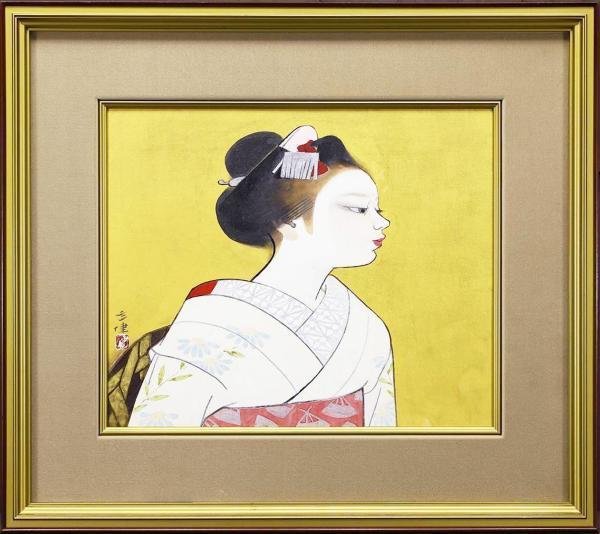 Yahoo!オークション - 【真作】【WISH】広田多津「舞妓」日本画 8号 金