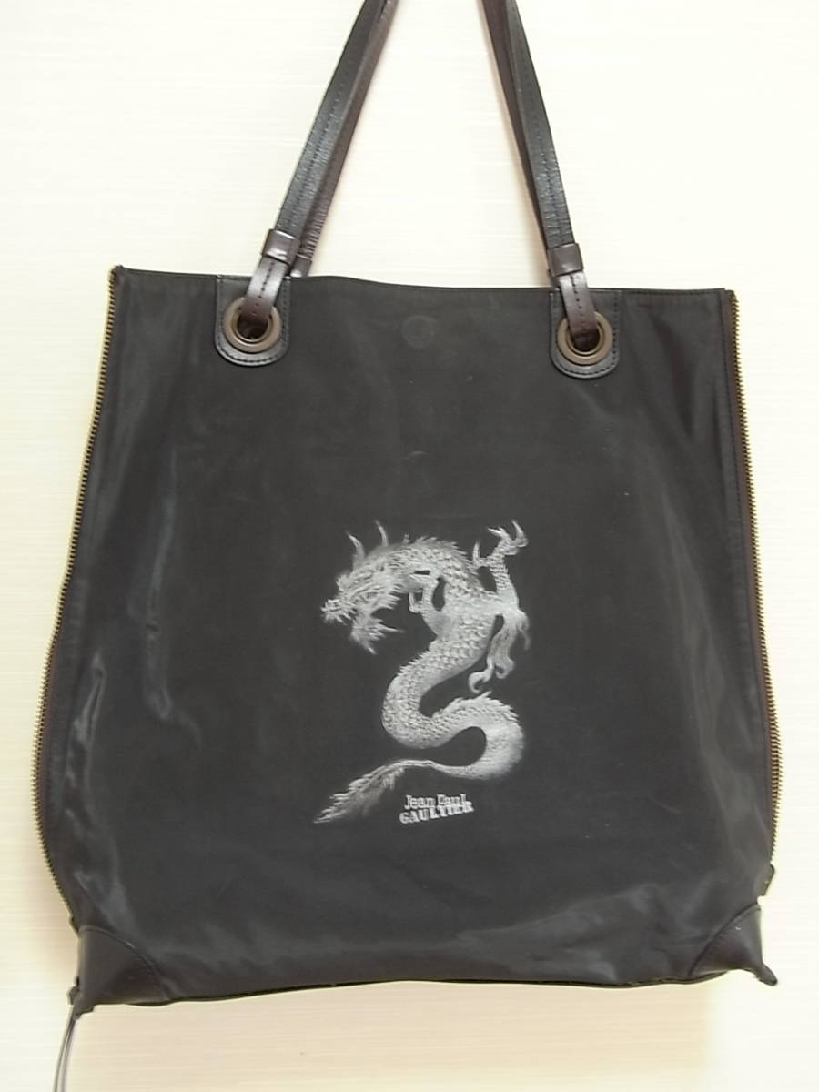 ジャンポールゴルチエ トートバッグ ドラゴン 玉虫色 リバーシブル V