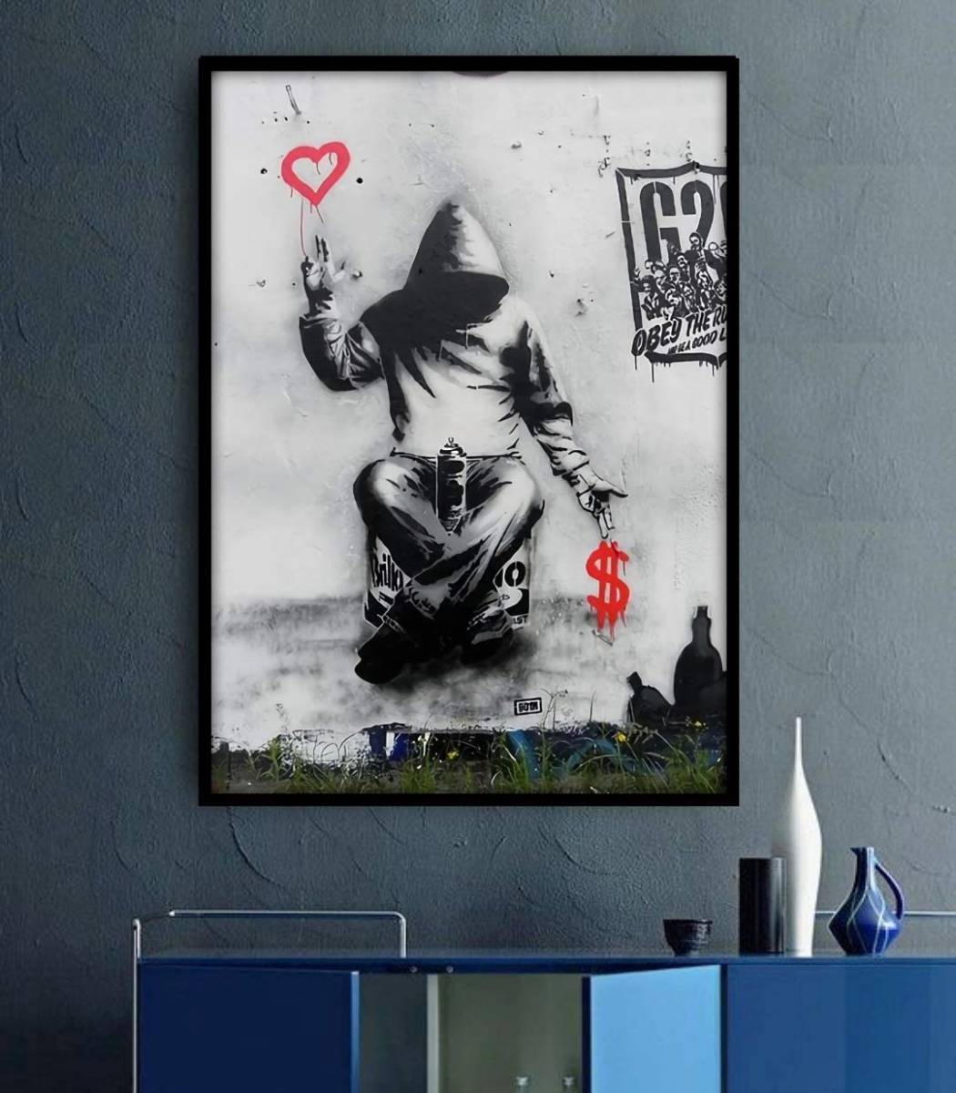 アートパネル アートポスター Banksy バンクシー 愛とお金 40x30cm 絵