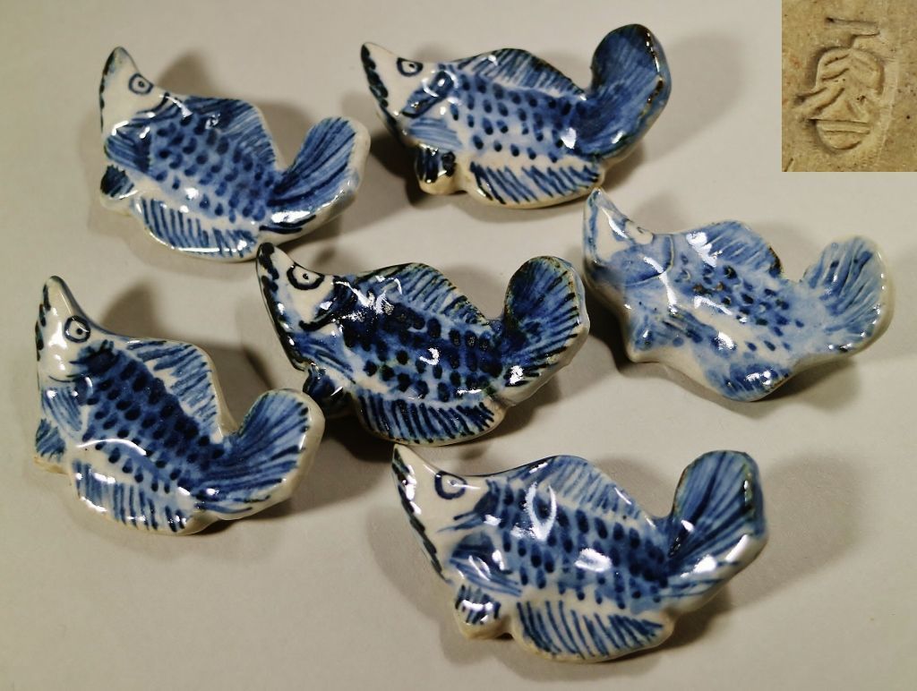 Yahoo!オークション - 魯山人 染付箸置き 6客【北大路魯山人】