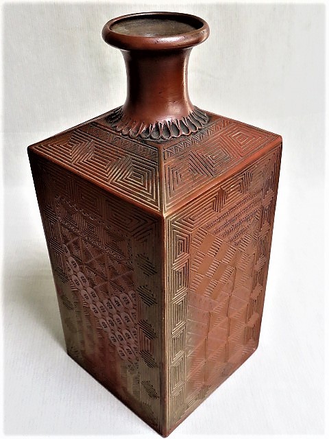 備前 撫四方形 徳利 古美術 酒器 古道具 アンティーク 角徳利 備前 撫